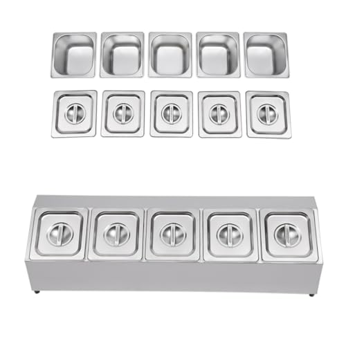 GXLBDK Caja De Condimentos De Acero Inoxidable,Diseño Telescópico para Una Fácil Distribución De Condimentos E Ingredientes, Cocinas De Restaurantes Y Hogares,1/6,Dual 6Grid