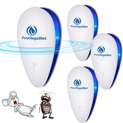 #VerdientProvisionen<br>Ultraschall für Mäuse Ameisenköderdose Mückenschutz Ultraschall Ameisen Fliegen Spinnen Kakerlaken Ultraschall Mäuseabwehr 100% professionell und effektiv (Packung mit 4)