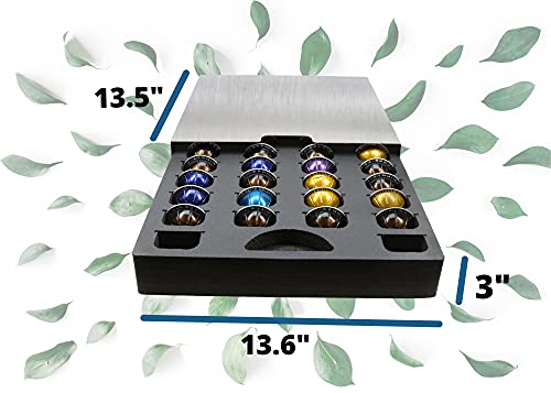 Polar Whale Brushed Stainless Steel Coffee Pod Organizer Sliding Drawer Stand Storage Tray Holder Compatible With Nespresso Vertuo Vertuoline For Kitchen Home Counter Waterproof Holds 26 #TOP1