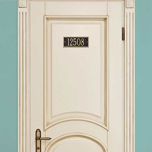 Whitehall Personalized Cast Metal Address Plaque - Small Hartford Custom House Number Sign - 10.5" X 4.25" - Allows Special Characters - Black/Gold #TOP7