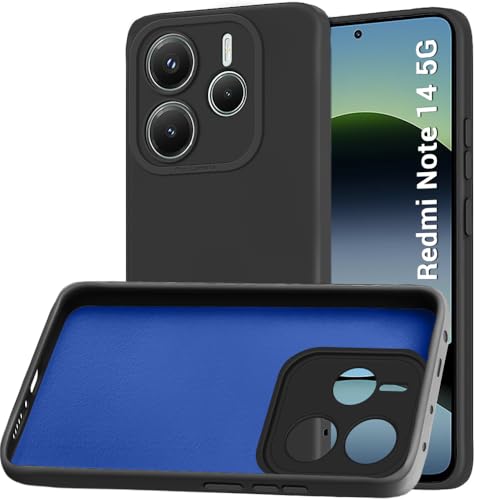 Image of TheGiftKart Liquid Silicon Back Cover Case for Mi Redmi Note 14 5G | Stylish Camera Protection Module | Micro-Fibre Lining Inside | Shockproof Back Cover Case for Redmi Note 14 5G (Silicone, Black)
