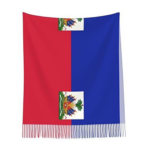 Haitian Flag Poncho Winter Large Scarf Shawl Bandana Neck Wrap For Women4
