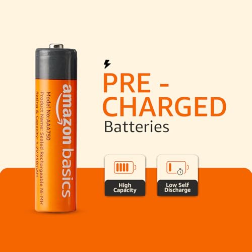 Image of Amazon Basics AAA Rechargeable 750 mAh Batteries | Ready-to-use | Pre-Charged Ni-MH Batteries (Pack of 4)