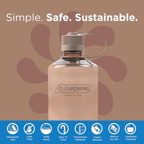 Image of Nalgene 32 oz Narrow Mouth Water Bottle | BPA-Free, Durable & Leak Proof, Lghtweght Bottle for Hkng, Gym & Travel, Mocha (Pack of 6)
