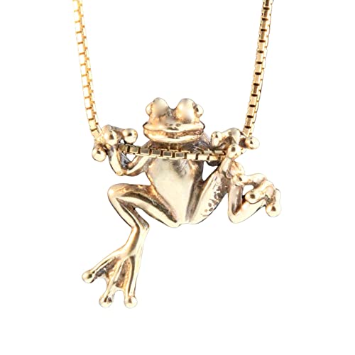 Frog Necklace 14k Gold Tree Frog Charm Handmade Products