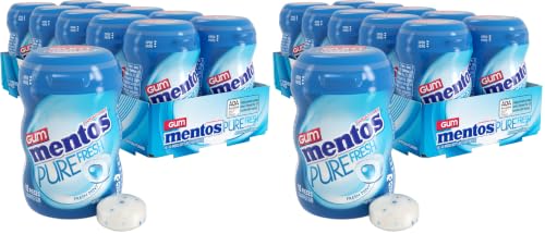 Image of Mentos Pure Fresh Sugar‑Free Chewing Gum with Xylitol, Fresh Mint, Mini Nano Bottles, Miniature Pack Size, 10 Pieces (Pack of 20)
