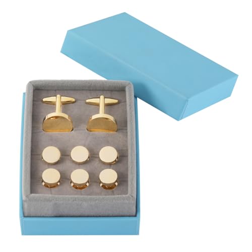 GWD Mens Cufflinks Stainless Steel Tuxedo Shirt Studs Set with Gift Box Silver Black Gold Cuff link Jewelry Gift Wedding Business2