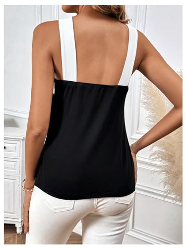 Floerns Women's Solid Sleeveless Tank Colorblock Binding Criss Cross Front Halter Top2