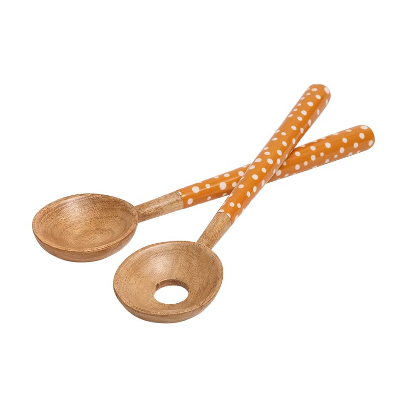 Servidores de ensalada Dexam Sintra en madera de mango ocre
