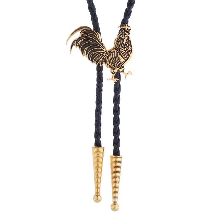 Image of Western Cowboy Bolo tie for Men Women Gold Silver Death Skull Moth Cross Bolo Tie Christmas Deer Rooster Wolf Necktie Gift