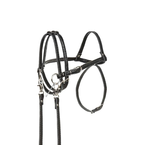 SKIPPI Briglia per Hobby Horse - Nero, Hobby Horse Accessori, Set Morso, Redini, Ecopelle, per Cavallo A3