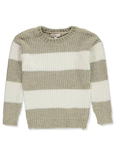 Girls' Striped Rugby Sweater - Ivory, 7-8