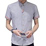 [Agree With] アグリーウィズ カジュアルシャツ トップス コットン ボタンダウン 半袖 ベーシックカラー 登山シャツ トレーニングシャツメンズ ジムシャツ ジャケット 外出用 外着 スポーツシャツメンズ おしゃれ スリム 陸上シャツ 大きいサイズ おもしろ 丈長 夏 ゆったり アロハ ストレッチ ボクシング コート リネン フットサル プルオーバー メンズ (XL グレー)