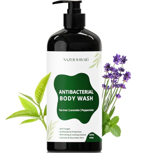 Tea Tree Antifungal Body Wash – Antibacterial Soap for Jock Itch, Back Acne, Eczema & Body Odor – Peppermint & Lavender – For Men & Women – All Skin Types – 16 Oz
