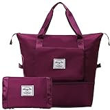 Hoseay Sporttasche Damen,Reisetasche Faltbare Wasserdicht mit Nassfach Taschen,Leicht Schwimmtasche Urlaubstasche Trainingstasche Handgepäck für Schule Gym Yoga Weekend Umhängetasche,Violett