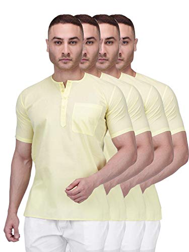 Image of Rajubhai Hargovindas Men's Pure Cotton Short Kurta | Pack of 4 |