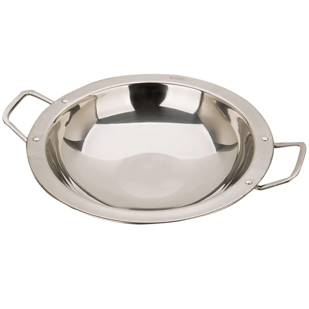 Hemoton Daily Use Stainless Steel Pan Double Handle Cookware for Home Kitchen Heat Insulation Energy Saving Wide Base for Hot Pot Seafood Stews Versatile Kitchen Accessory