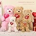 BENINY Red Heart Giant Teddy Bears, Brown Big Teddy Bear Stuffed Animals with Embroidered I Love You for Girlfriend, Large Valentines Fluffy Teddy Bear Birthday Gifts 36 inch