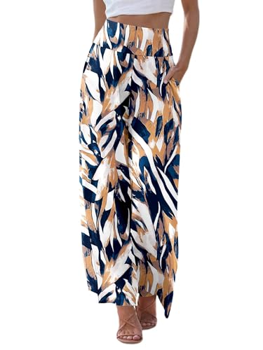 JZC Women's Palazzo Lounge Pants Casual Wide Leg Pants High Waist Flowy Toursers with Pockets