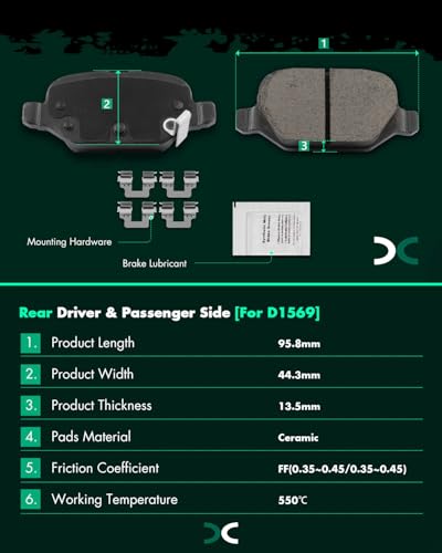 Image of SCITOO D1568 D1569 Front & Rear Ceramic Brake Pads Sets w /Hardware Replacement For Fiat For 500 2012-2017