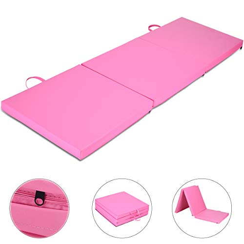 Giantex 6'x2' Tri-Fold Gymnastics Mat with Carry Handles Tumbling Exercise Gym Mat