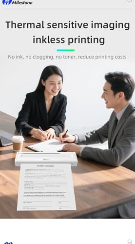 Image of M8 A4 Size Thermal Printer Wireless Bluetooth, Inkless, for Mobile Prints, USB, Bluetooth Smart Receipt Printer Compatible with Android iOS - 3pcs A4 Size Thermal Roll (M8)