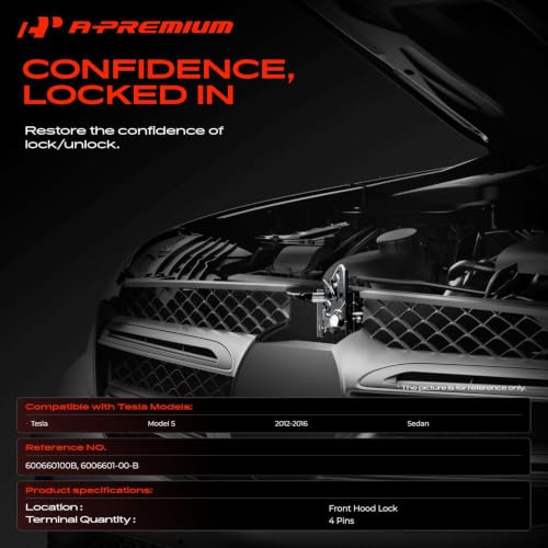 Image of A-Premium Hood Latch Lock Compatible with Tesla Model S 2012-2016, Front Hood Lock Engine Bonnet Latch Assembly