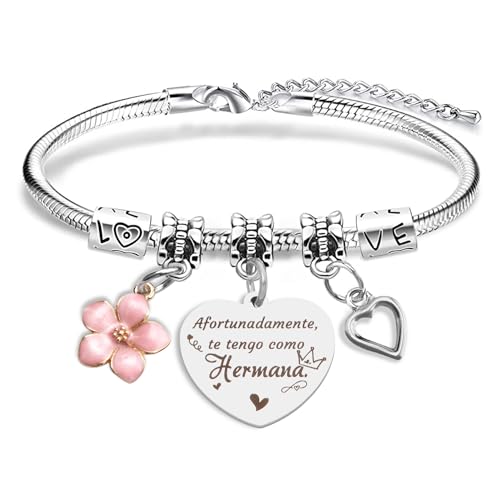 Tamnioa Regalo Hermana Regalos Reyes Originales para Hermanas, Pulsera Mujer Pulseras Hermana Brazalete, Regalo Cumpleaños Regalos para Hermanas Afortunadamente, te Tengo como Hermana