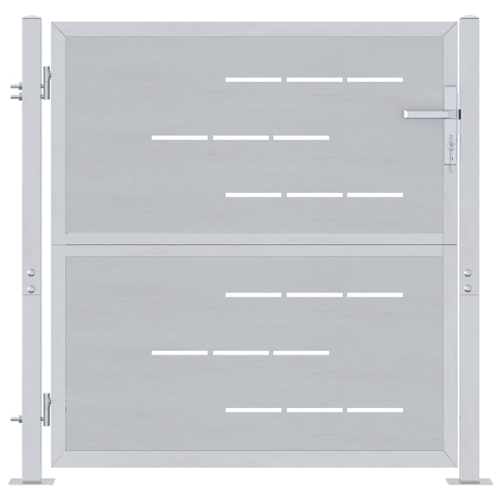 vidaXL Gartentor mit Schloss Silber 85 x 97 cm Edelstahl, Moderner Gartenzaun