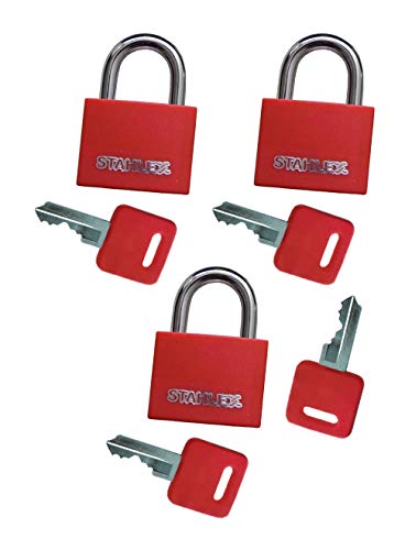 Lot de 3 cadenas 20 mm rouge anti oubli de code avec clés de secours