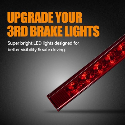Image of Third 3rd Brake Light LED for 2013-2018 Toyota Rav4, High Mount Rear Brake Lights Assembly for 2010-2019 Lexus GX460, Waterproof Center Cab Lamp Stop Light (Red)