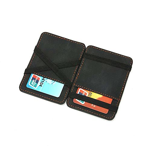 Vintage Mini Men's PU Leather Magic Wallet Mini Coin Purse Money clips Cash Clip Magic Wallet Transparent ID Bag(black)3