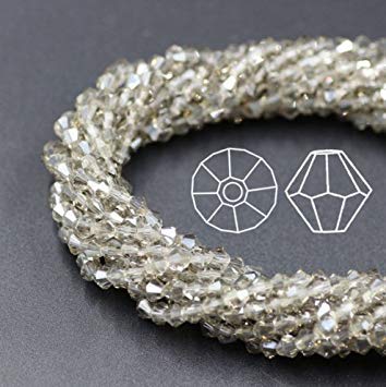 Sellify Lot de 390 Breloques en Verre à facettes en Vrac 2 mm Gris