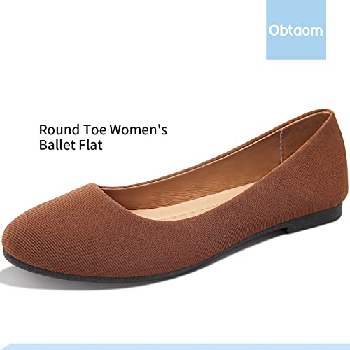 Image of Obtaom Round Toe Women Flat Shoes Slip on Girls Dress Black Ballet Flats