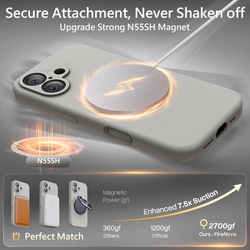 Image of FireNova Magnetic for iPhone 17 Case, Compatible with MagSafe, [Integrated Silicone Camera Control Button] [Camera Protection] Anti-Scratch Microfiber Lining Phone Case, 6.3 inch, Natural Titanium