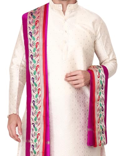 Image of Rameshwaram Fabrics Men's Sherwani Style Dhoti Kurta Set with Angavastram | Traditional Indian Groom Dress | Ethnic Kurta Set for Wedding, Engagement, Festival
