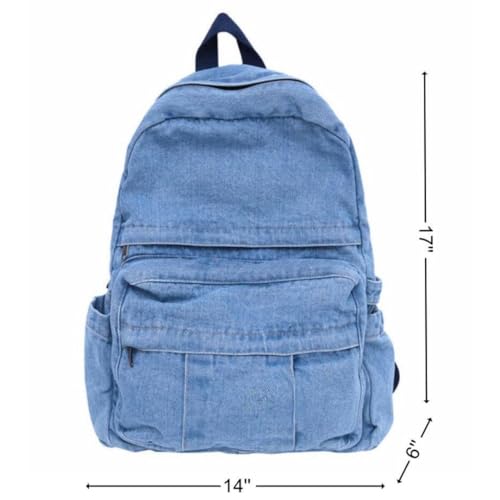 Image of MaxxCloud Vintage Denim Laptop Backpack Casual Canvas Daypack Handbag Purse Lightweight Rucksack Shoulder Bag