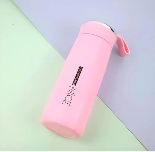 Insulated Water Bottle with Strap, Pink, Stainless Steel Vacuum Flask