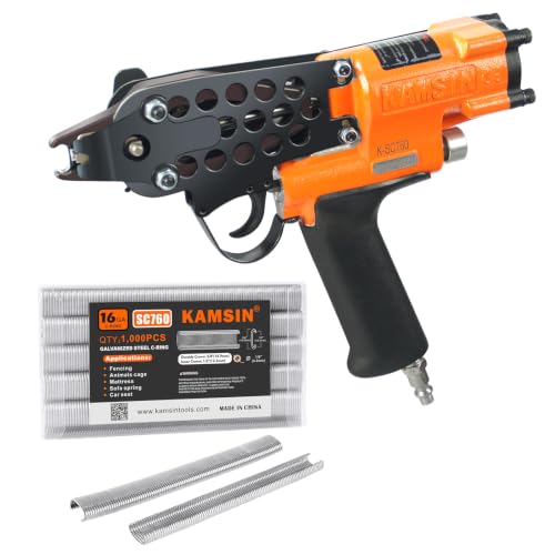 KAMSIN K-SC760 16 Gauge Pneumatic Hog Ring Gun with 1000PCS C Ring Staples