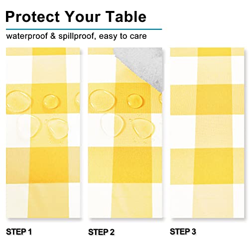 Nappe de table rectangulaire lavable grand format motif vichy jaune - 4