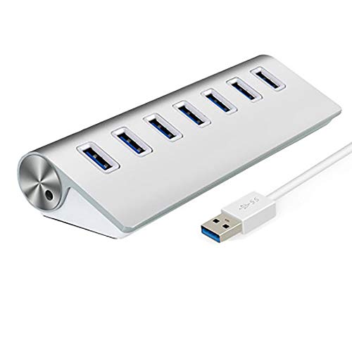 Premium 7 Port Aluminium USB Hub mit 30cm Kabel für Mac, MacBook Air, MacBook Pro, MacBook, Mac Mini, Ultrabooks, Microsoft Surface RT,
