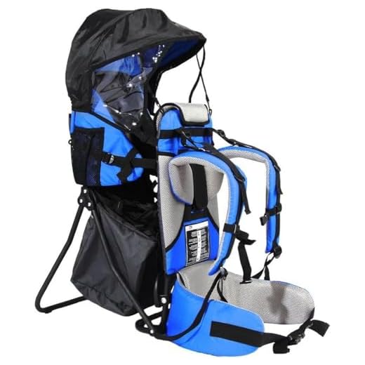 FA Sports - Portabebés Lil'Boss para actividades al aire libre con protector para el sol (50 x 38 x 90 cm, azul/gris/negro)