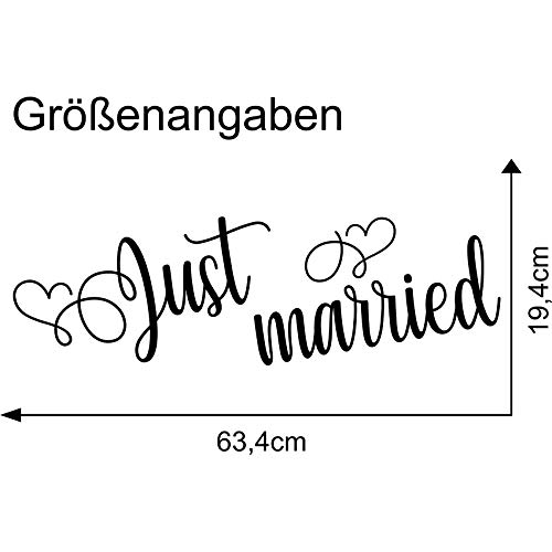 Just Married Wedding Car Sticker Film Wall Sticker Decoration (Silver, KX056 Just Married 2) - Image 2