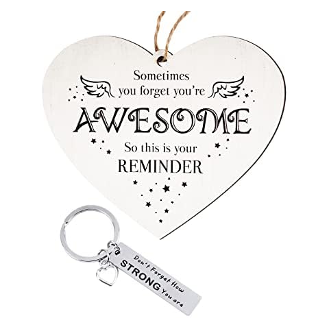 2 pcs Handmade Wooden Hanging Plaque Signs Sometimes You Forget You're Awesome So This Is Your Reminder House Signs for Best Friends Family Cover