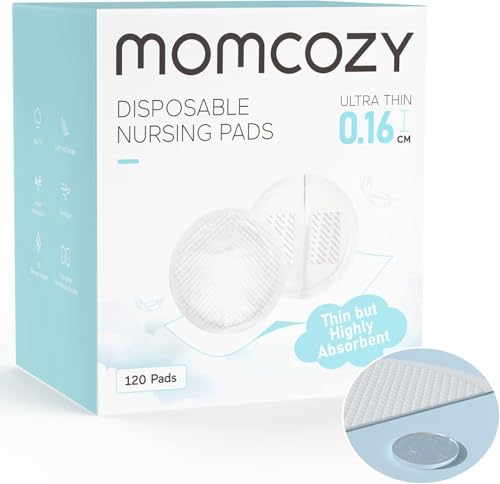Momcozy Ultra-Thin Disposable Nursing Pads Super Absorbent and Breathable Breastfeeding Pads Make The Breasts Light and Unburdened 3D Shape for The Best Fit Individually Packaged120 Count
