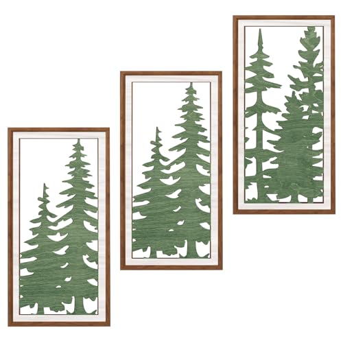 BINCUE Pine Tree Wall Art Boho,Forest Wall Decor,Green Tree Hanging