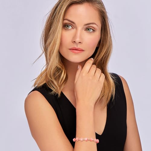 Ross-Simons Pink Coral and 1.30 ct. t.w. White Topaz Rose Bracelet in 18kt Gold Over Sterling2