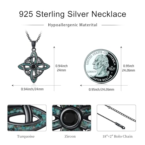 Witch Necklace 925 Sterling Silver Pentagram Triple Moon Pentacle Pendant Wiccan Pagan Jewelry Witchy Gifts for Women4