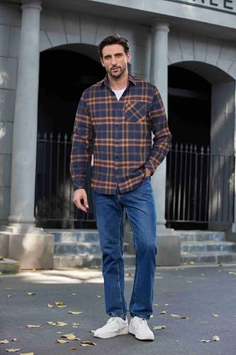 COOFANDY Men's Flannel Shirts Long Sleeve Button Down Plaid Shirt Lightweight Shirt Jacket4