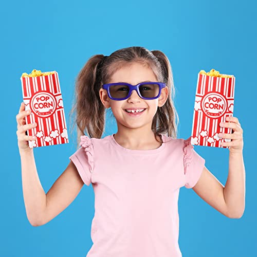 Image of 300 Pcs Paper Popcorn Bags Bulk 2 oz Large Flat Bottom Boxes Red and White Disposable Container Sleeve Movie Night Popcorn Bucket for Retro Movie Themed Party Carnival Supplies (Red and White)